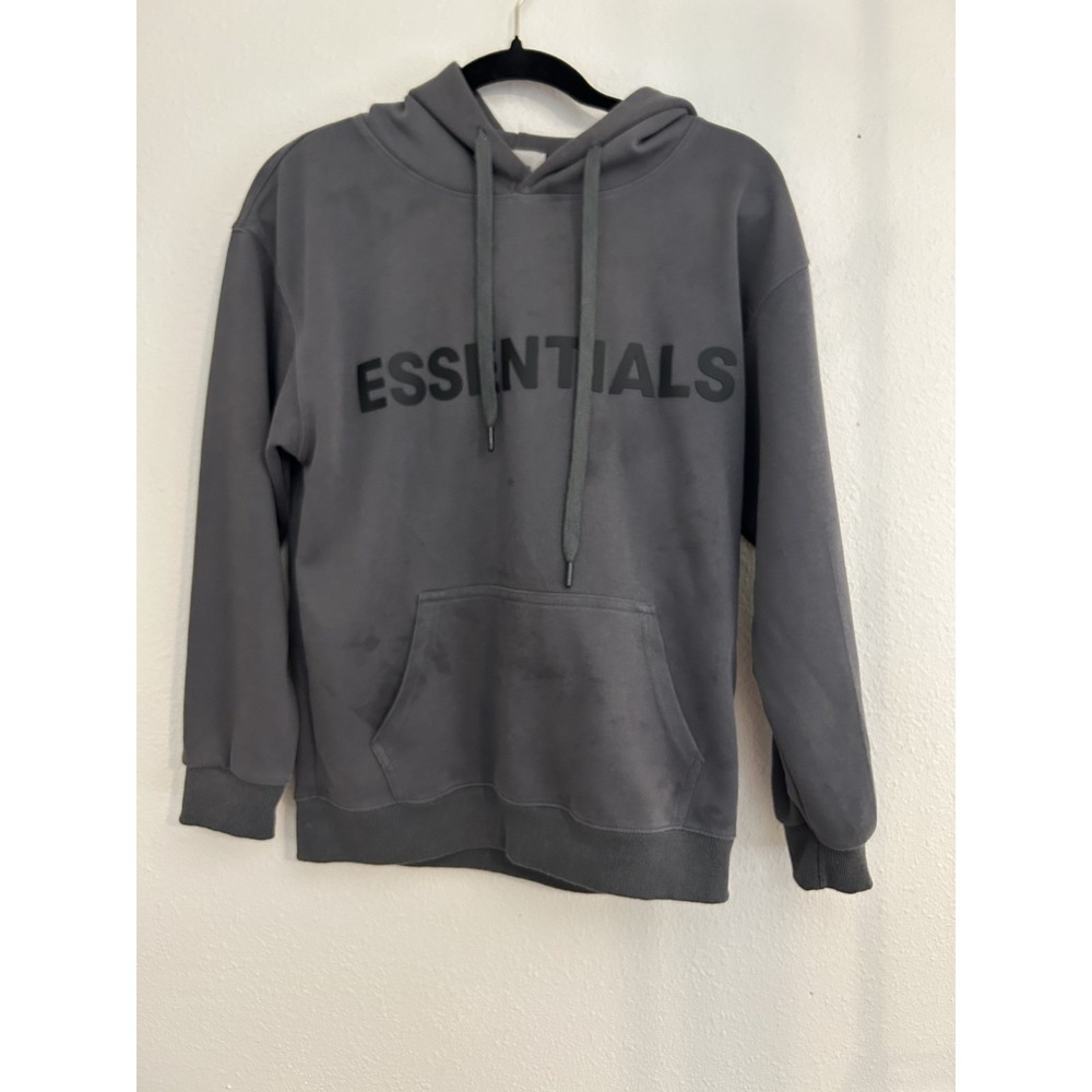 Fear of God Essentials Dark Gray Hoodie Pullover Cotton Logo Long Sleeve SMALL - Picture 2 of 11